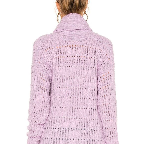 Free People lavender Serene Womens Ribbed Knit Long Sleeve Cardigan Sweater - Picture 7 of 7